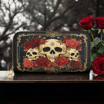 Gothic Skull Leather Wallet Eternal Bloom of Bone