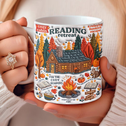 Book Ceramic Mug Autumn Cabin Bookish Escape