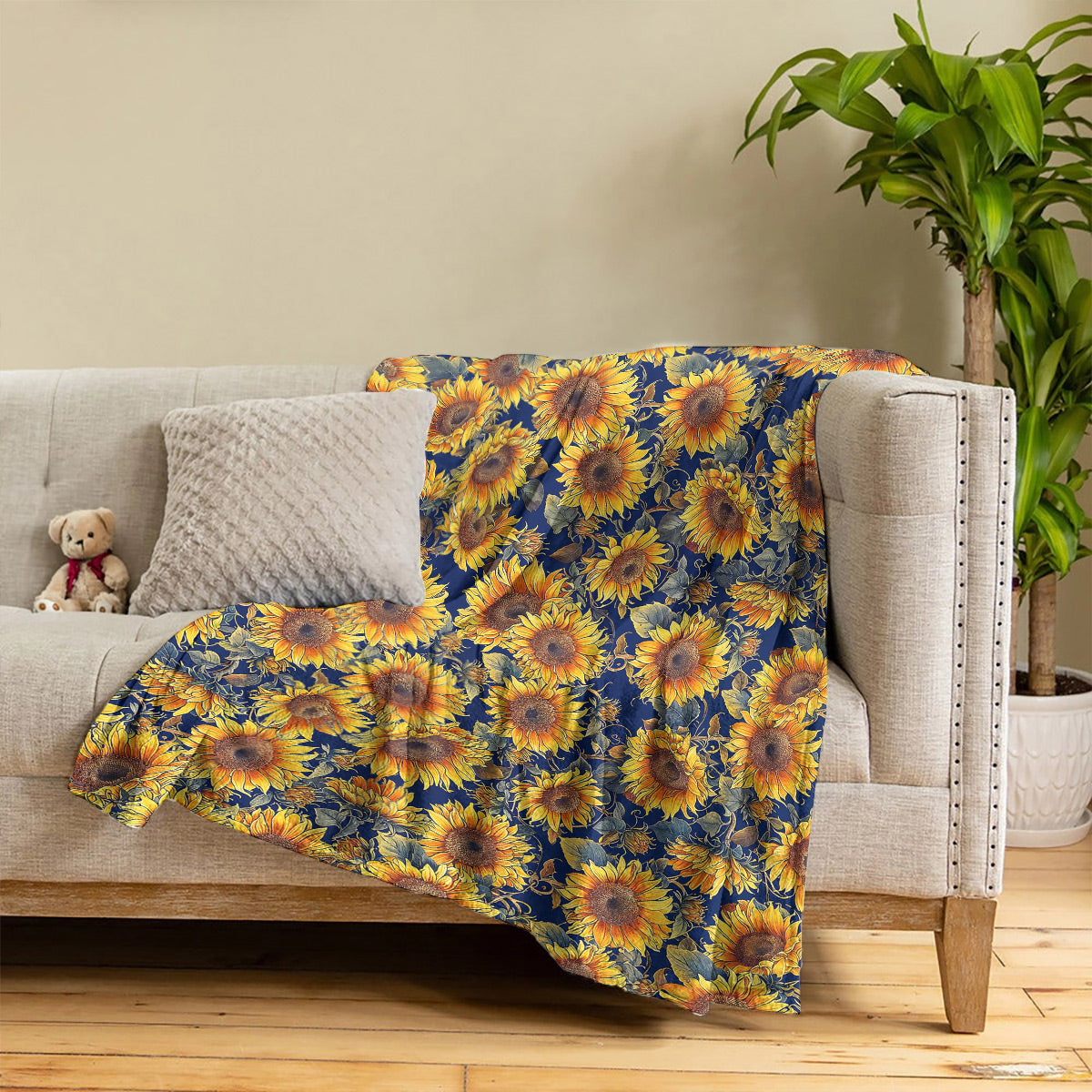 Sunflower Fleece Blanket Gorgeous Sunflowers