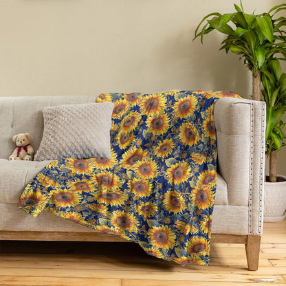 Sunflower Fleece Blanket Gorgeous Sunflowers