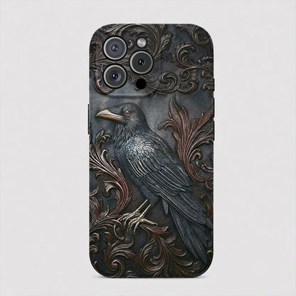 Gothic Leather Phone Case Midnight Raven
