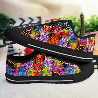 Cat Women's Low Top Shoes Abstract Cats