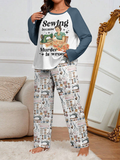 Sewing Lover Raglan Lounge Pajamas Retro Style Sewing Because Mur-der Is Wrong