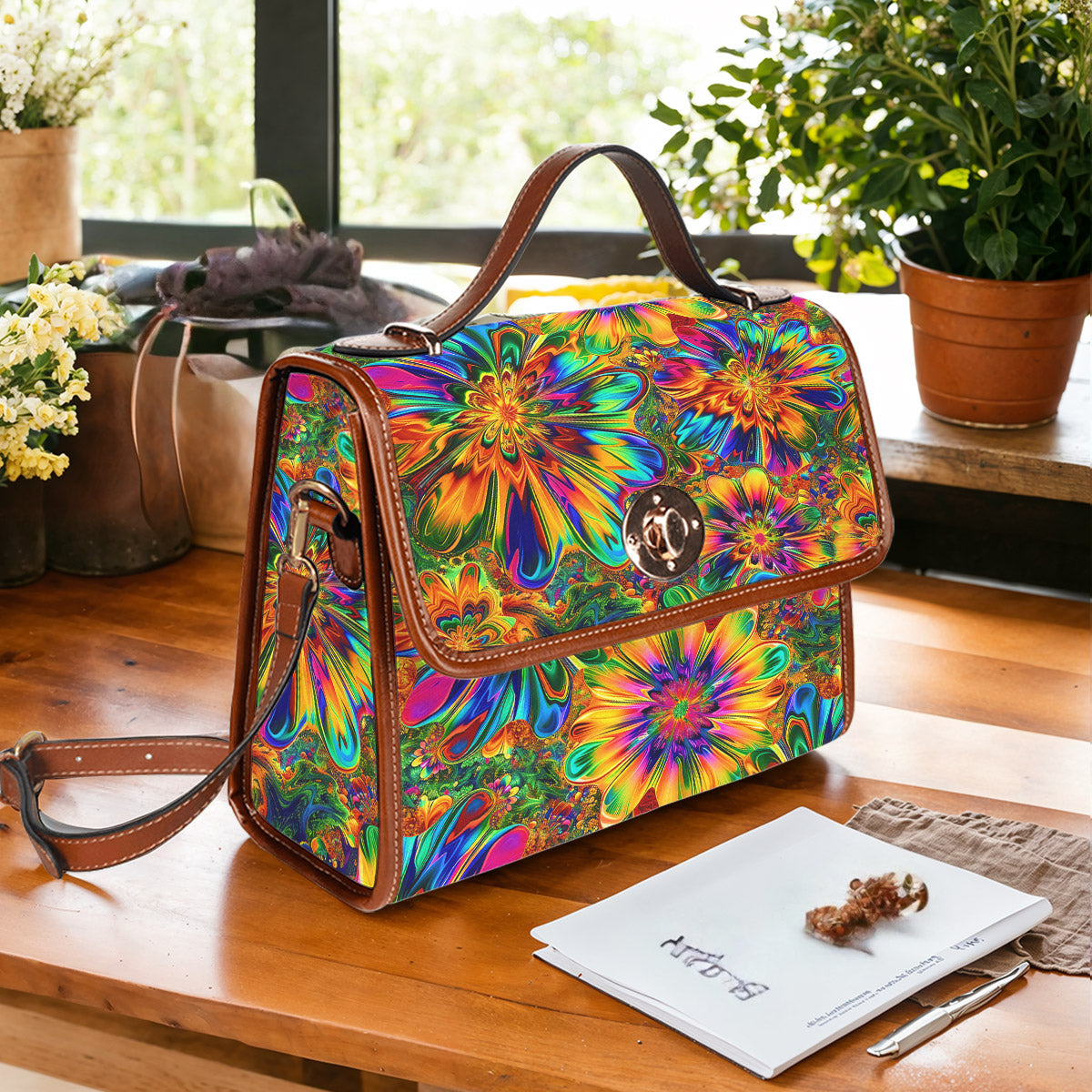 Hippie Satchel Handbag Rainbow Reverie
