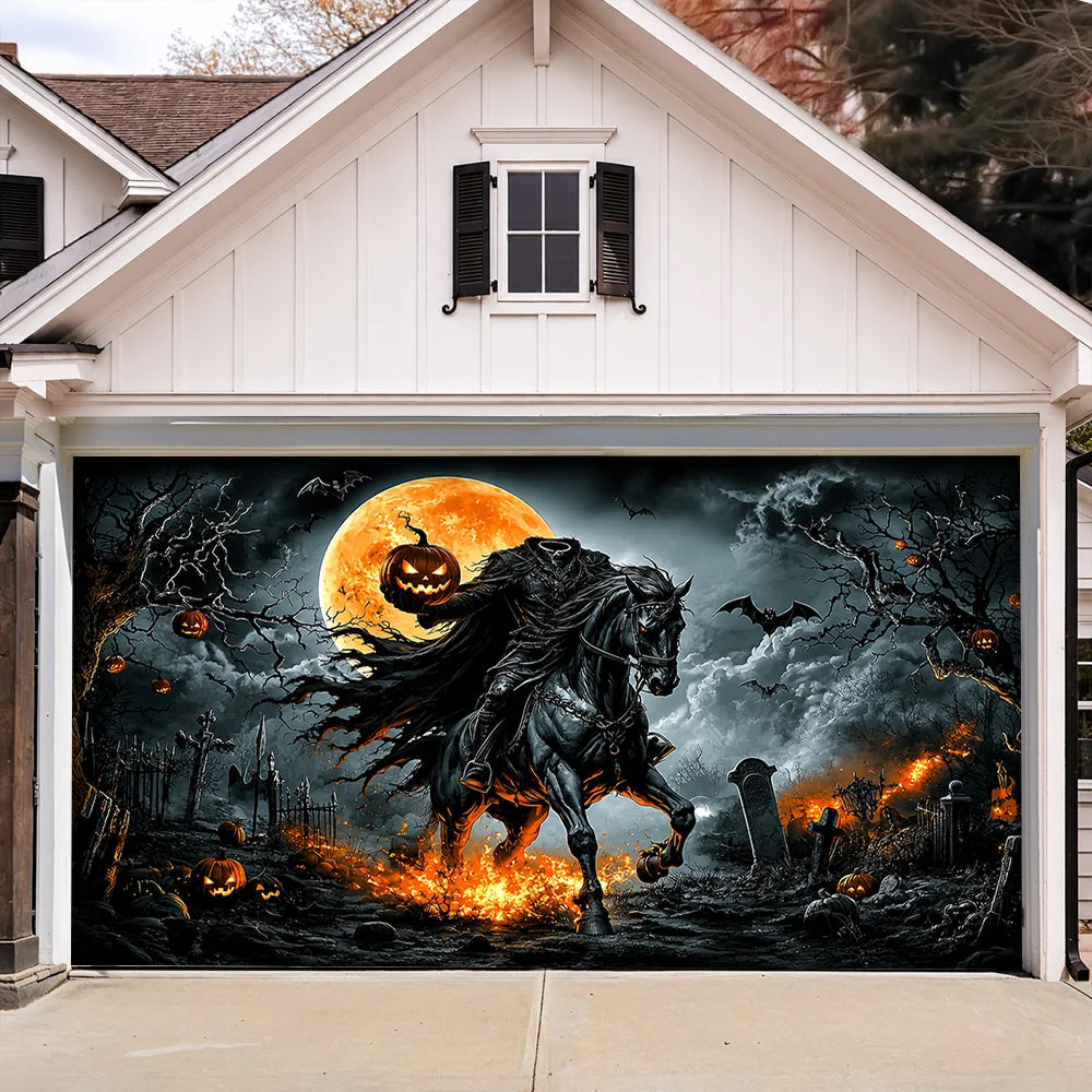 Halloween Garage Door Banner Decoration Legend Of The Headless Rider