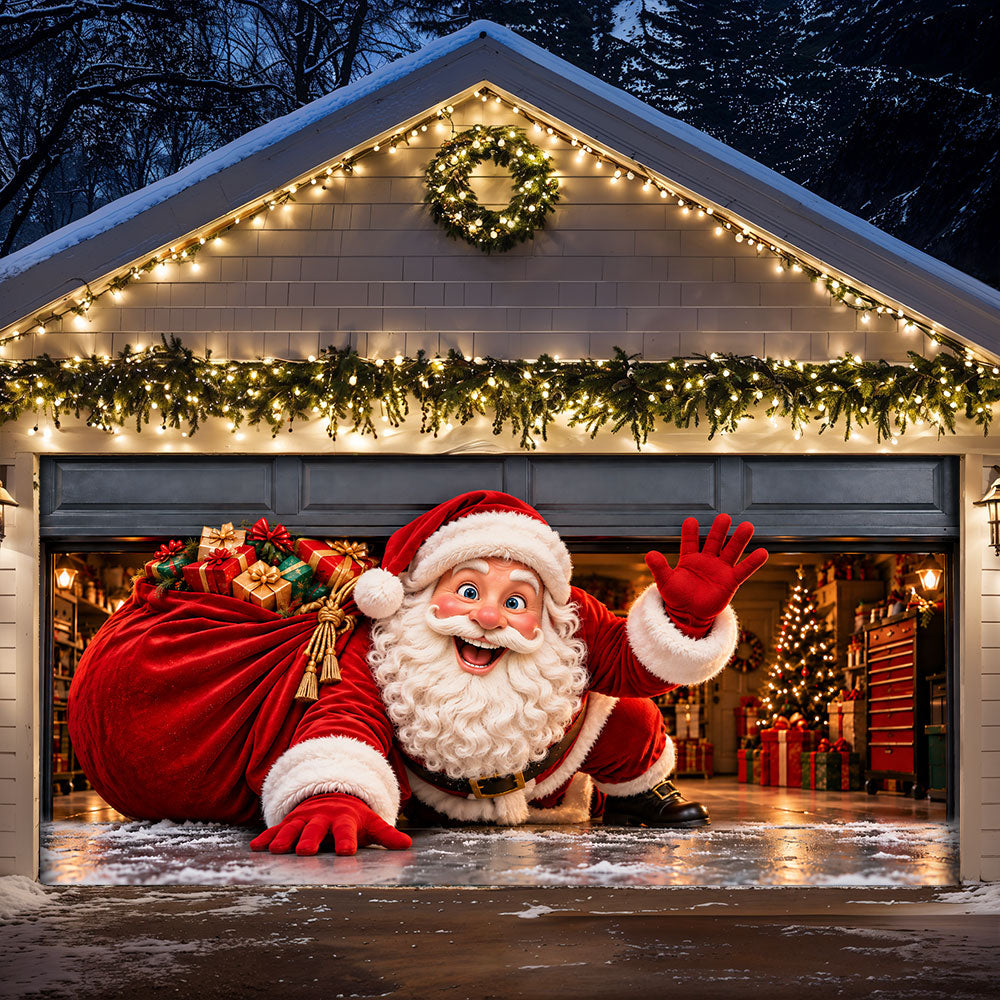 Christmas Garage Door Banner Decoration – Santa’s Christmas Surprise