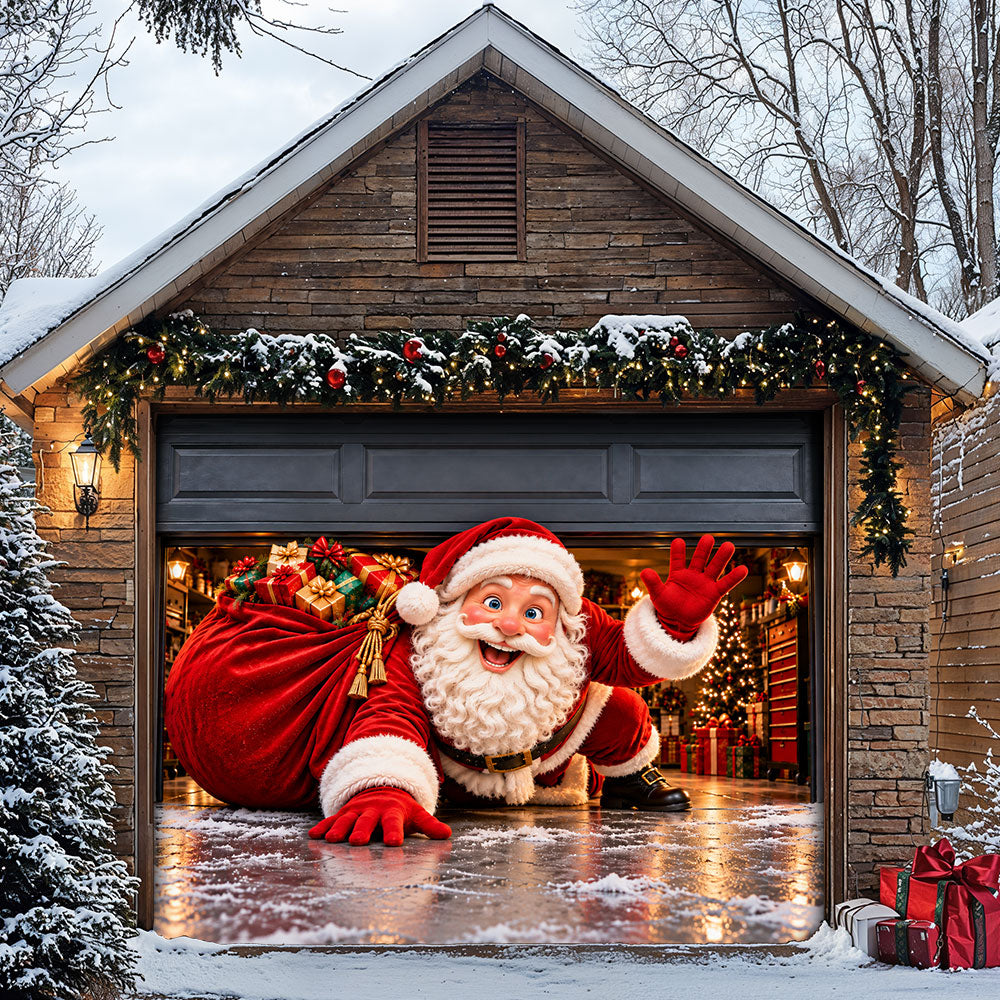 Christmas Garage Door Banner Decoration – Santa’s Christmas Surprise
