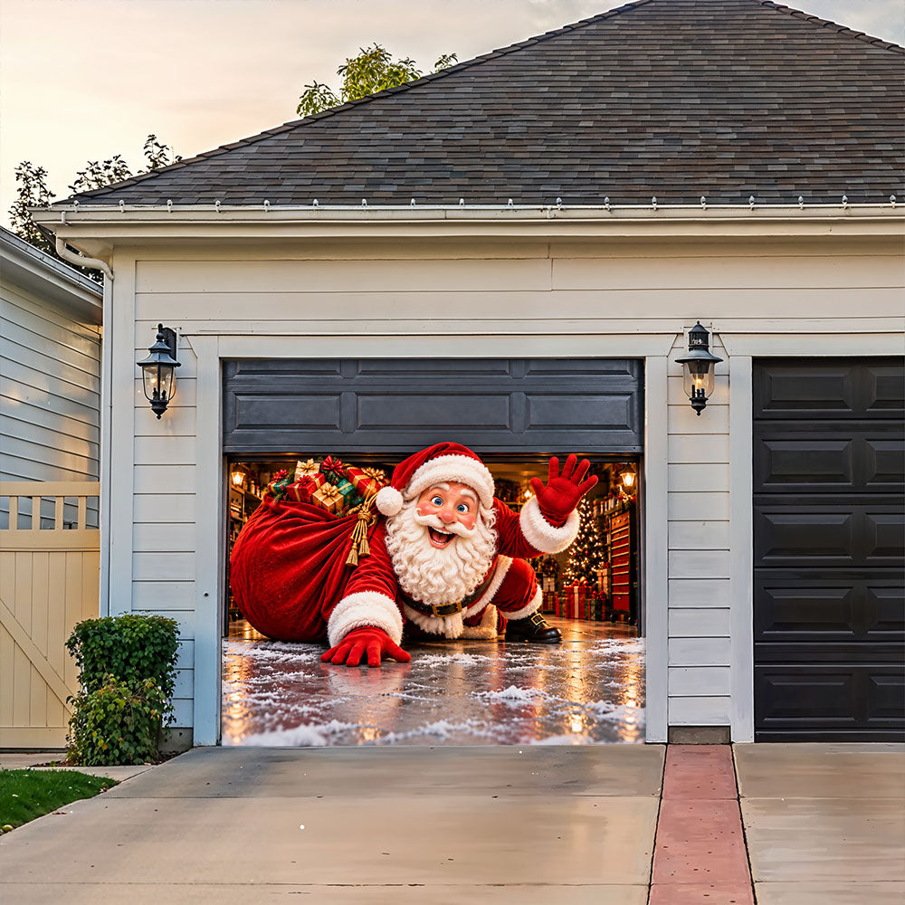Christmas Garage Door Banner Decoration – Santa’s Christmas Surprise
