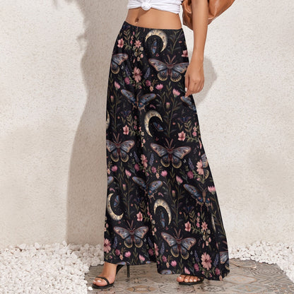 Gothic Moth Wide Leg Pants Night Garden
