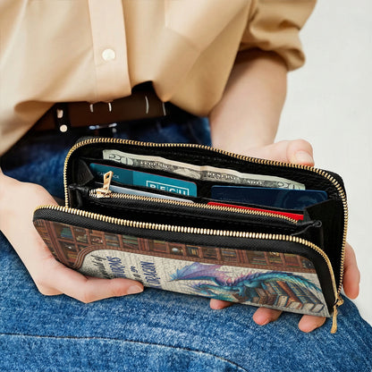 Book Lover Leather Wallet Personalized Be A Book Dragon