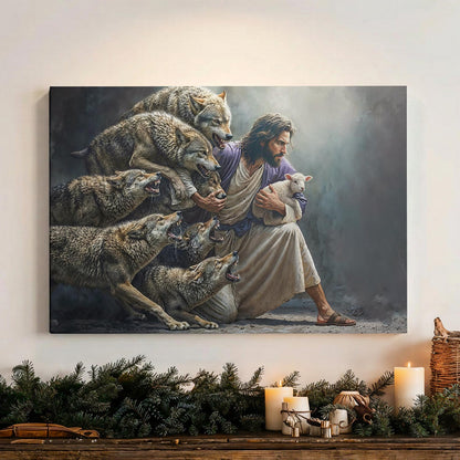 God Wooden-Framed Canvas Wall Art The Shepherd Defender