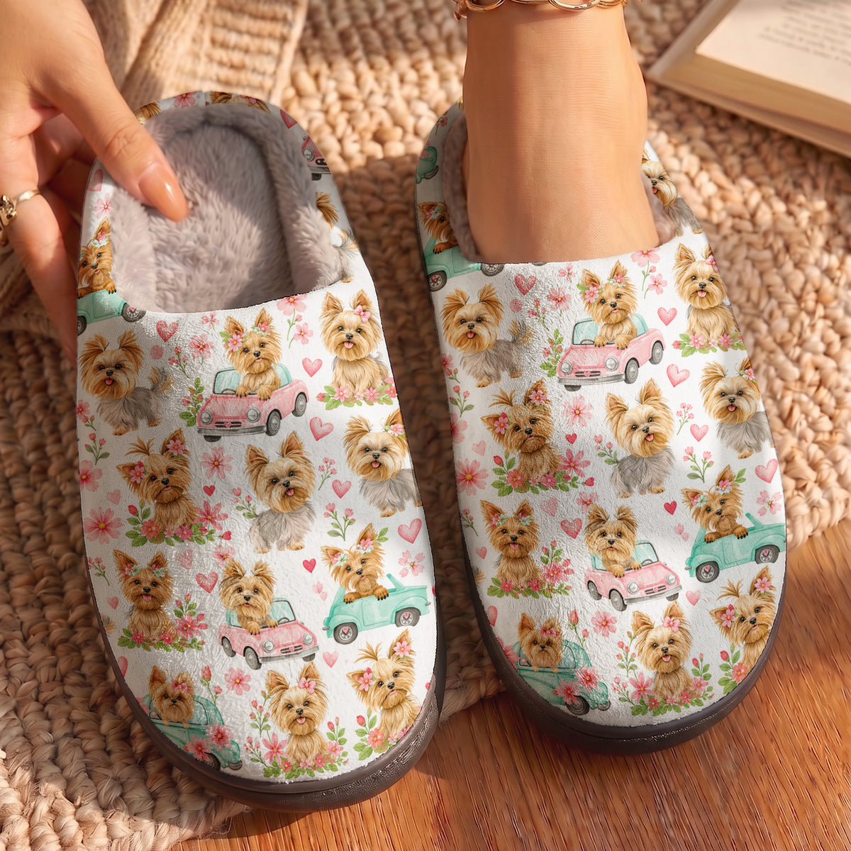 Yorkie Joyride Fleece Lined Slippers