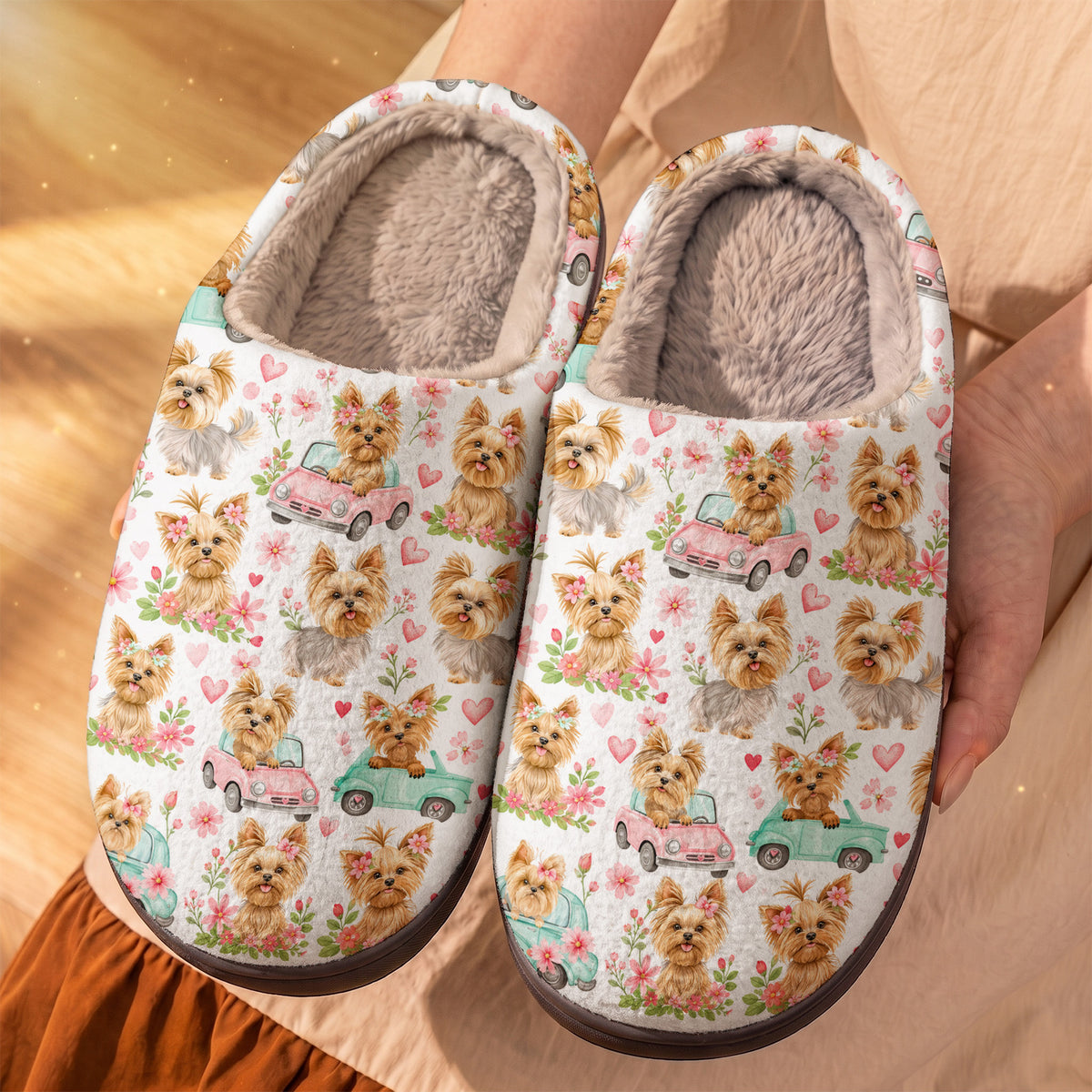 Yorkie Joyride Fleece Lined Slippers