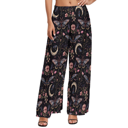 Gothic Moth Wide Leg Pants Night Garden