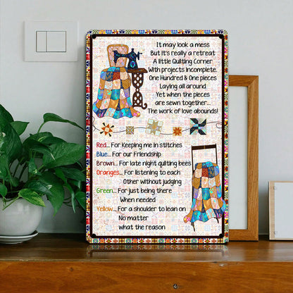 Sewing Lover 2D Metal Sign A Little Quilting Corner