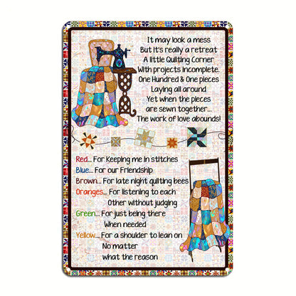 Sewing Lover 2D Metal Sign A Little Quilting Corner