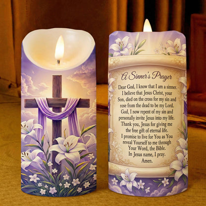 Christian Easter LED Candle A Sinner's Prayer