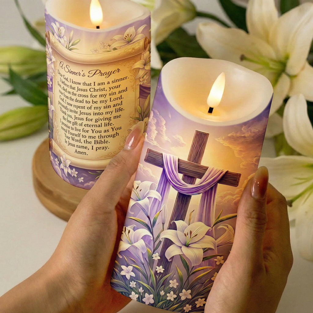 Christian Easter LED Candle A Sinner's Prayer