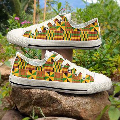 2026 Black History Month Women's Low Top Shoes African Kente Inspired