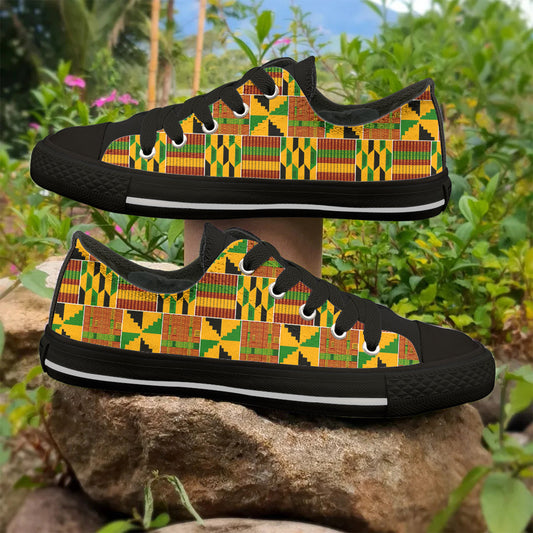 2026 Black History Month Women's Low Top Shoes African Kente Inspired