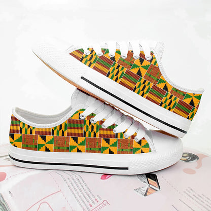 2026 Black History Month Women's Low Top Shoes African Kente Inspired