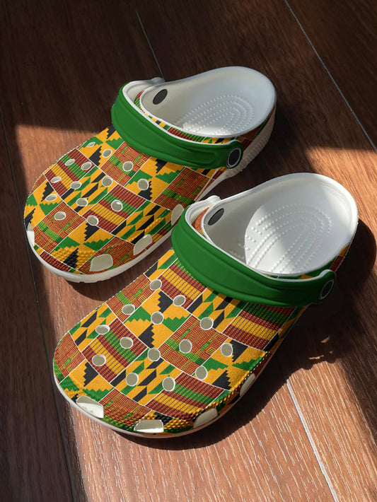 2026 Black History Month Graphic Clogs African Kente Inspired