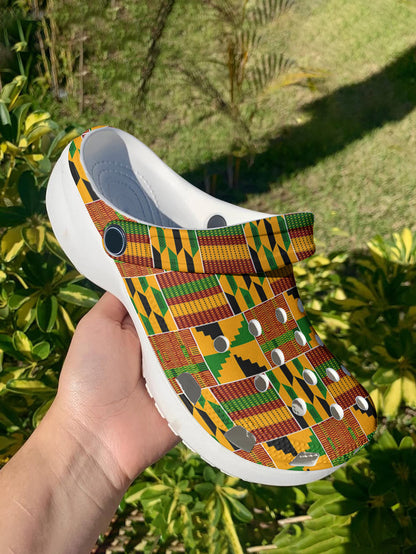 2026 Black History Month Graphic Clogs African Kente Inspired