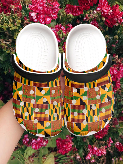 2026 Black History Month Graphic Clogs African Kente Inspired