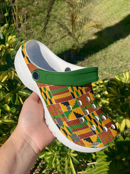 2026 Black History Month Graphic Clogs African Kente Inspired