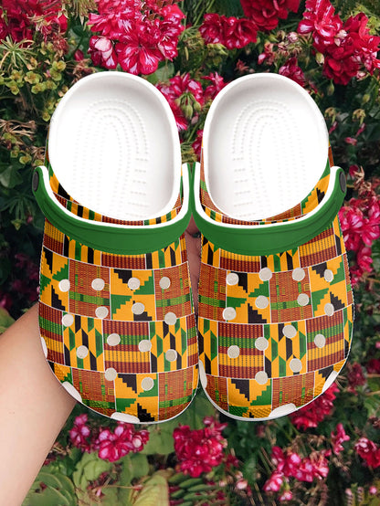 2026 Black History Month Graphic Clogs African Kente Inspired
