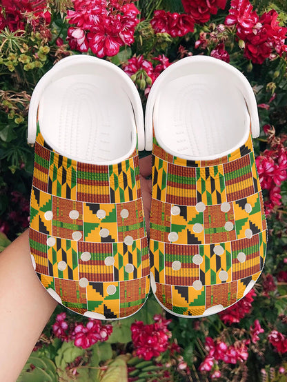 2026 Black History Month Graphic Clogs African Kente Inspired