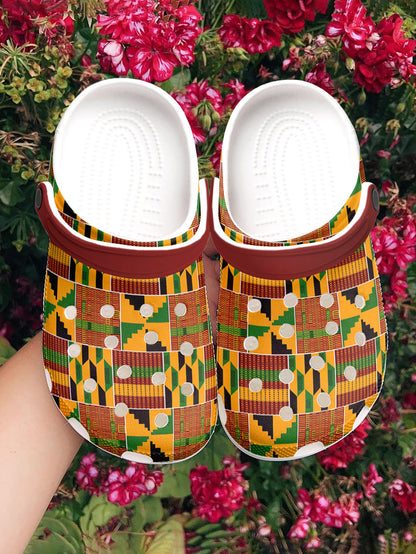 2026 Black History Month Graphic Clogs African Kente Inspired