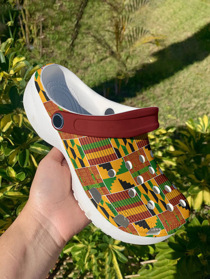 2026 Black History Month Graphic Clogs African Kente Inspired