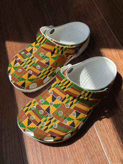 2026 Black History Month Graphic Clogs African Kente Inspired