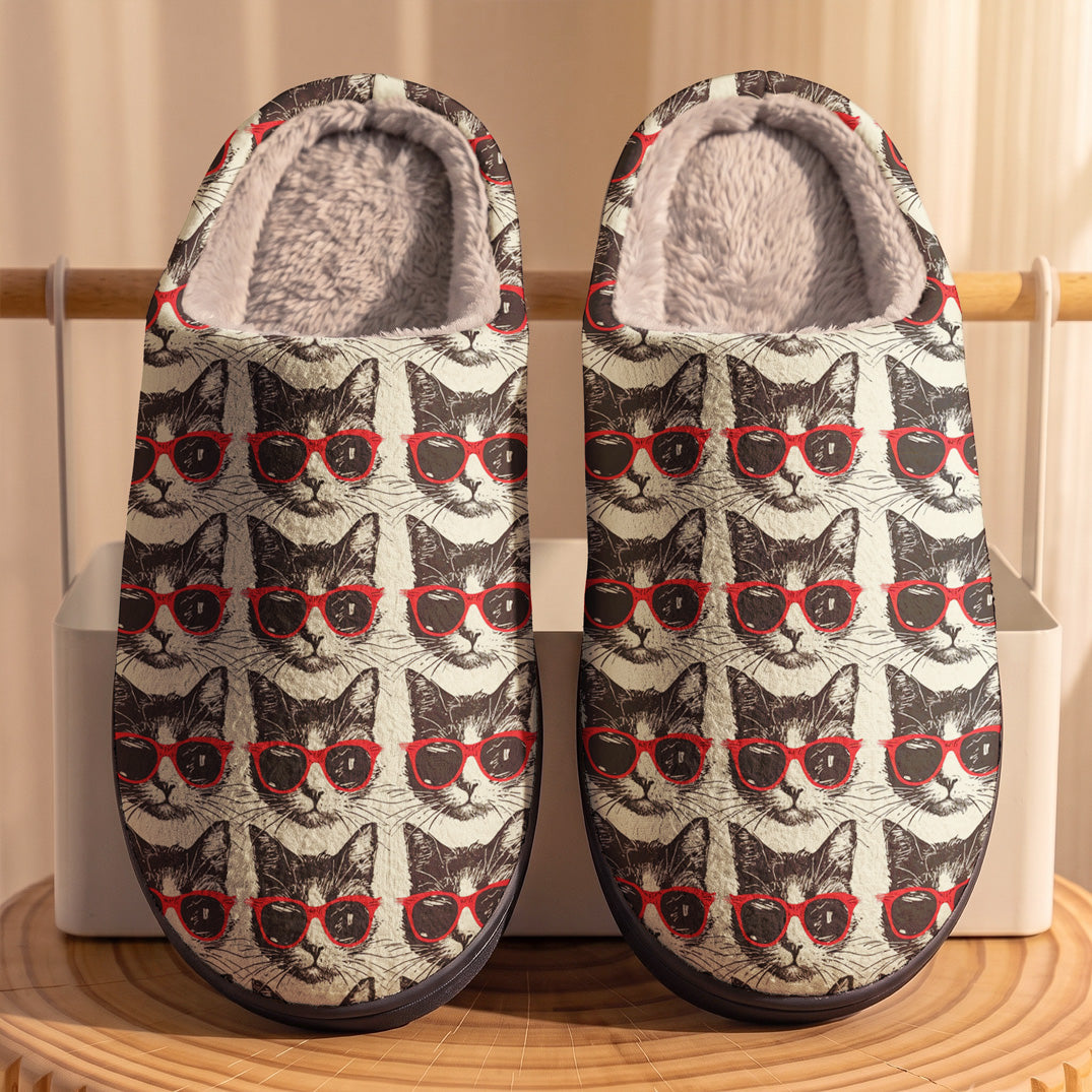 Cat Fleece Lined Slippers Alley Cattitude