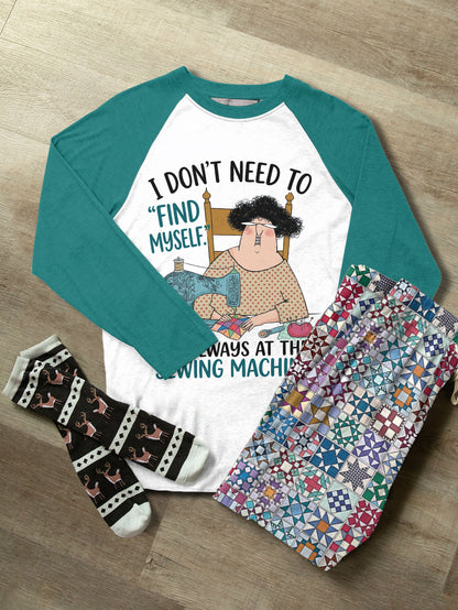 Quilting Lover Raglan Lounge Pajamas Always At The Sewing Machine