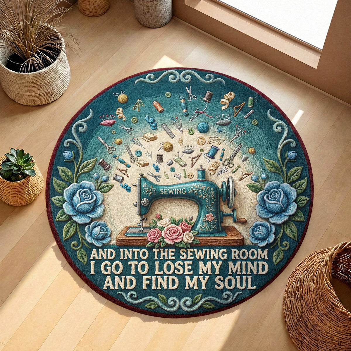 Sewing Lover Round Rug And Into The Sewing Room I Go
