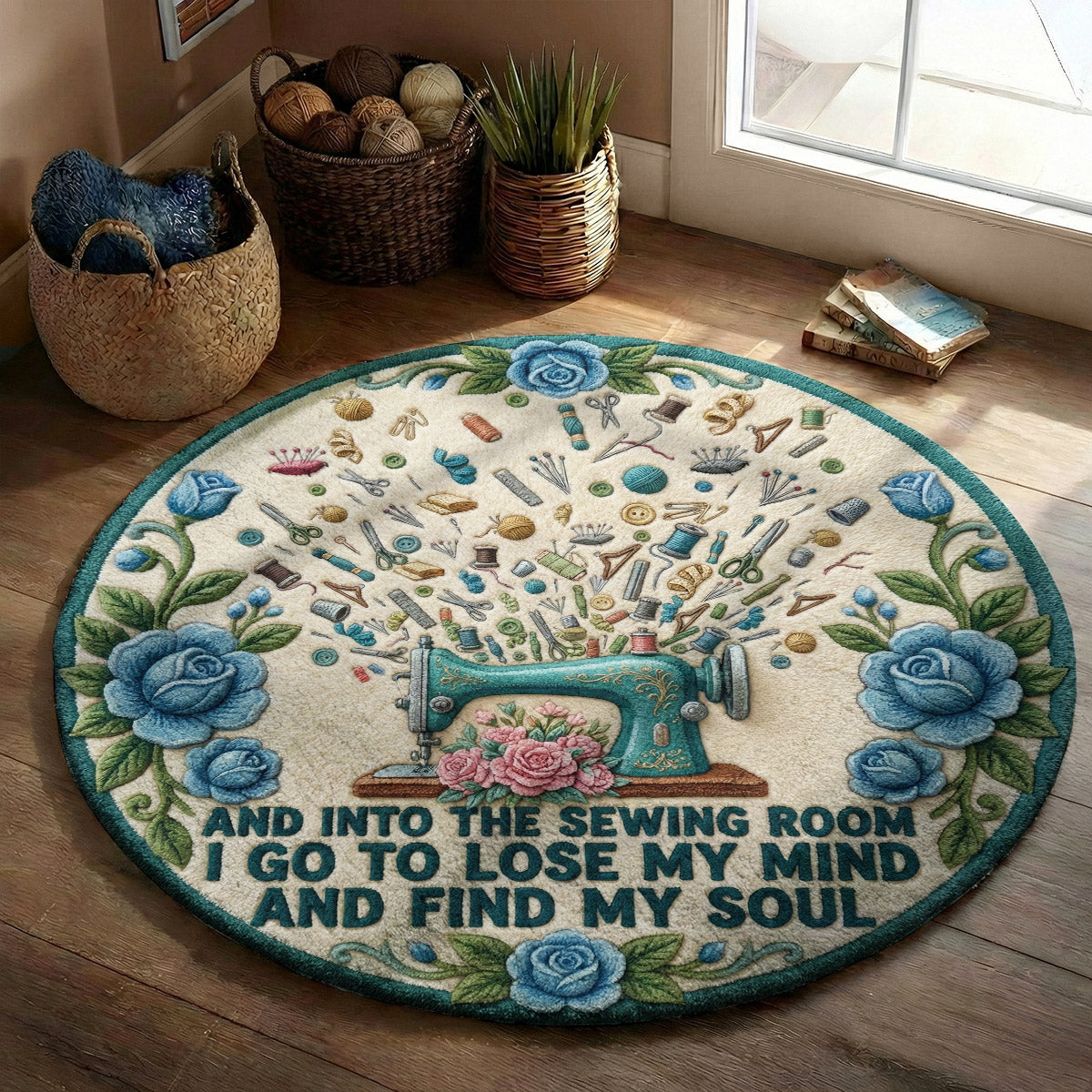 Sewing Lover Round Rug And Into The Sewing Room I Go