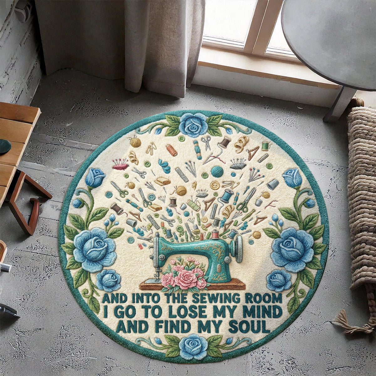 Sewing Lover Round Rug And Into The Sewing Room I Go