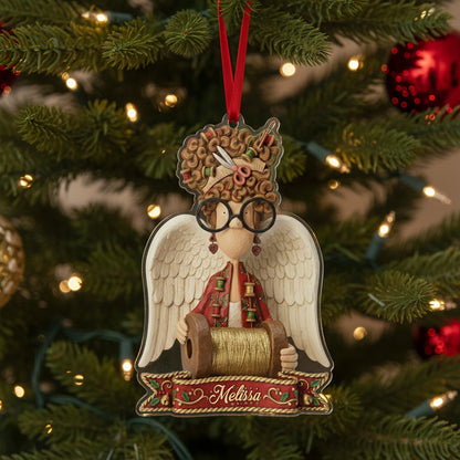 Sewing Lovers 2D Acrylic Ornament Angel Of Threads Personalized