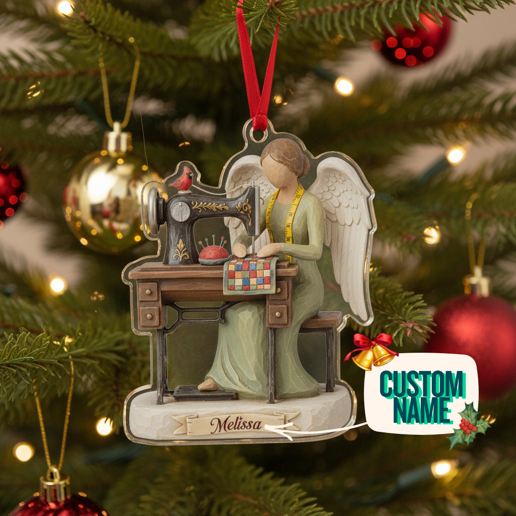Sewing Lovers 2D Acrylic Ornament Angel Of Stitches Personalized