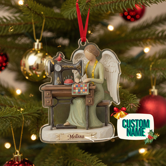 Sewing Lovers 2D Acrylic Ornament Angel Of Stitches Personalized