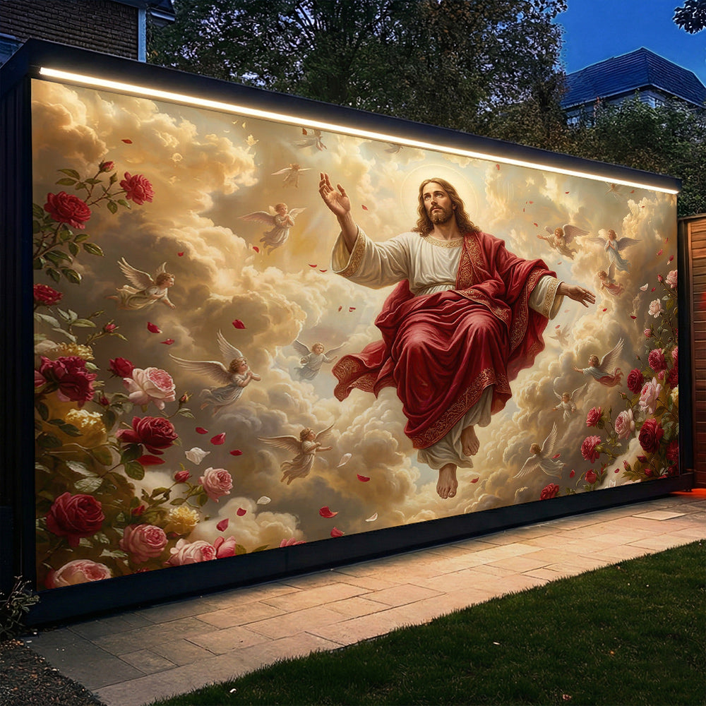 God Garage Door Banner Decoration - Ascension In Bloom