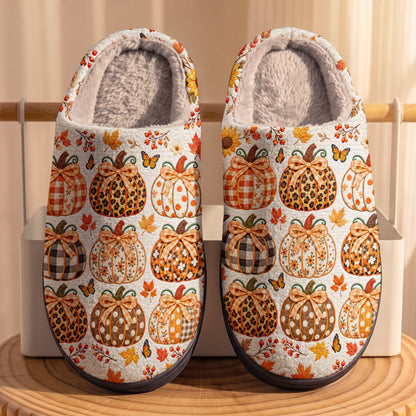 Autumn Fleece Lined Slippers Pumpkin Chic