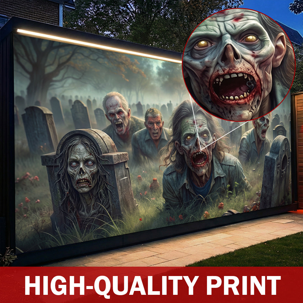 Halloween Garage Door Banner Decoration Awakening Undead