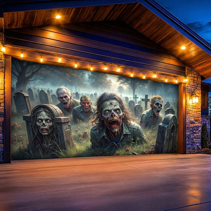 Halloween Garage Door Banner Decoration Awakening Undead