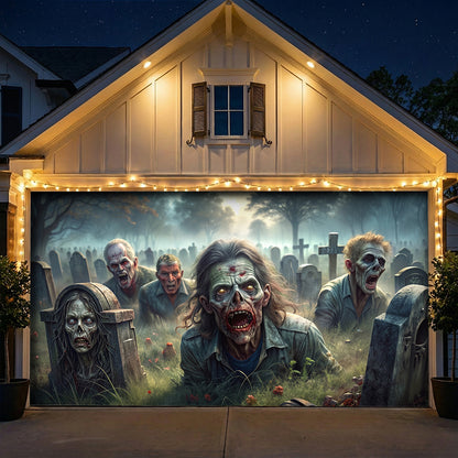 Halloween Garage Door Banner Decoration Awakening Undead