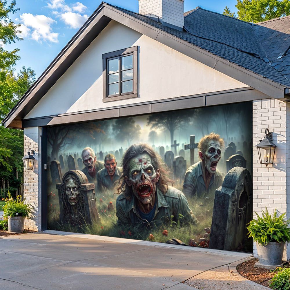 Halloween Garage Door Banner Decoration Awakening Undead