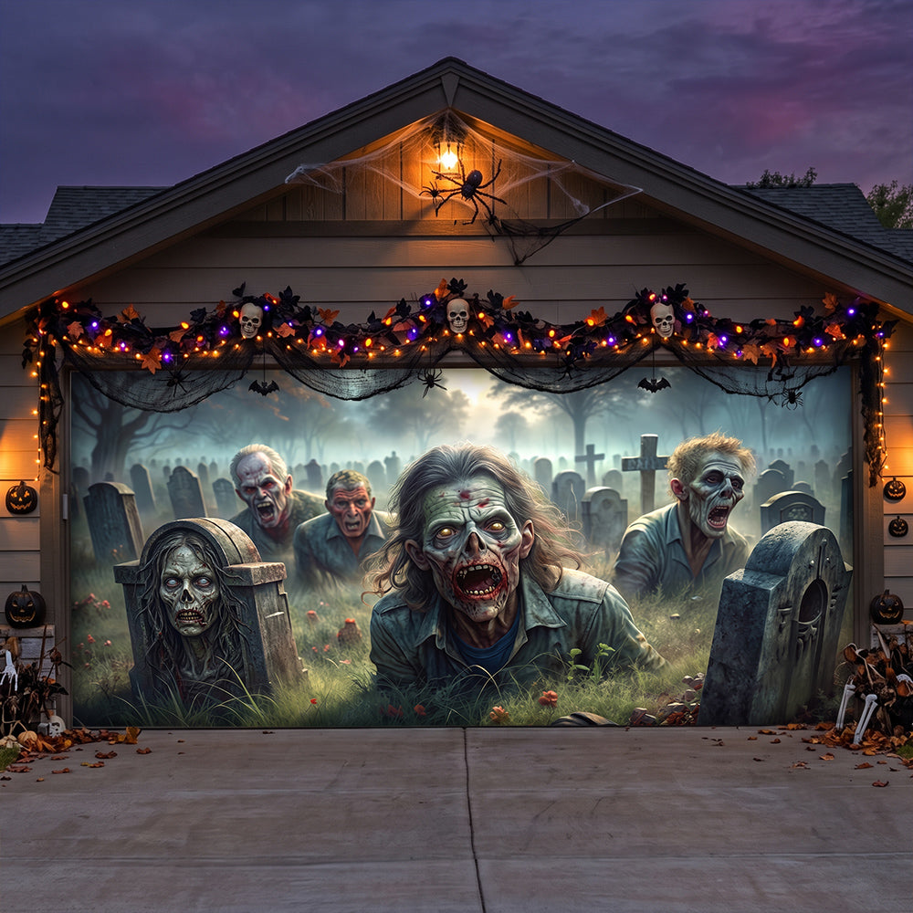 Halloween Garage Door Banner Decoration Awakening Undead