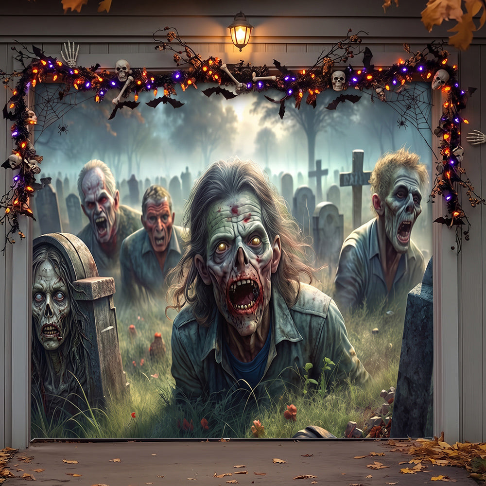 Halloween Garage Door Banner Decoration Awakening Undead